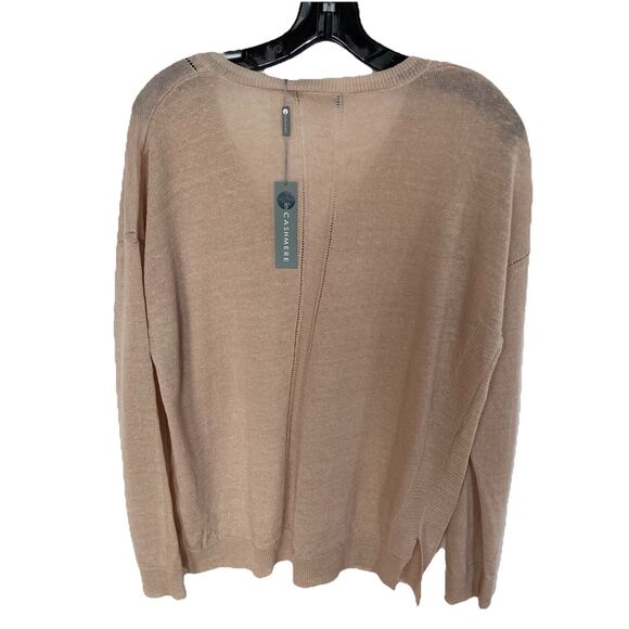 In Cashmere Women's V Neck 100% Linen Pullover Sweater Warm Ivory Color XL NWT - Picture 2 of 7